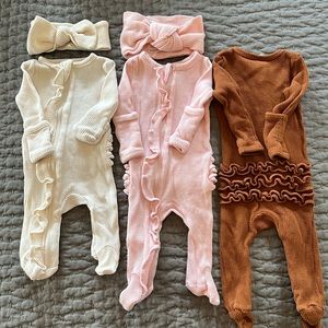 Spearmint Love Organic Waffle knit zippy bundle